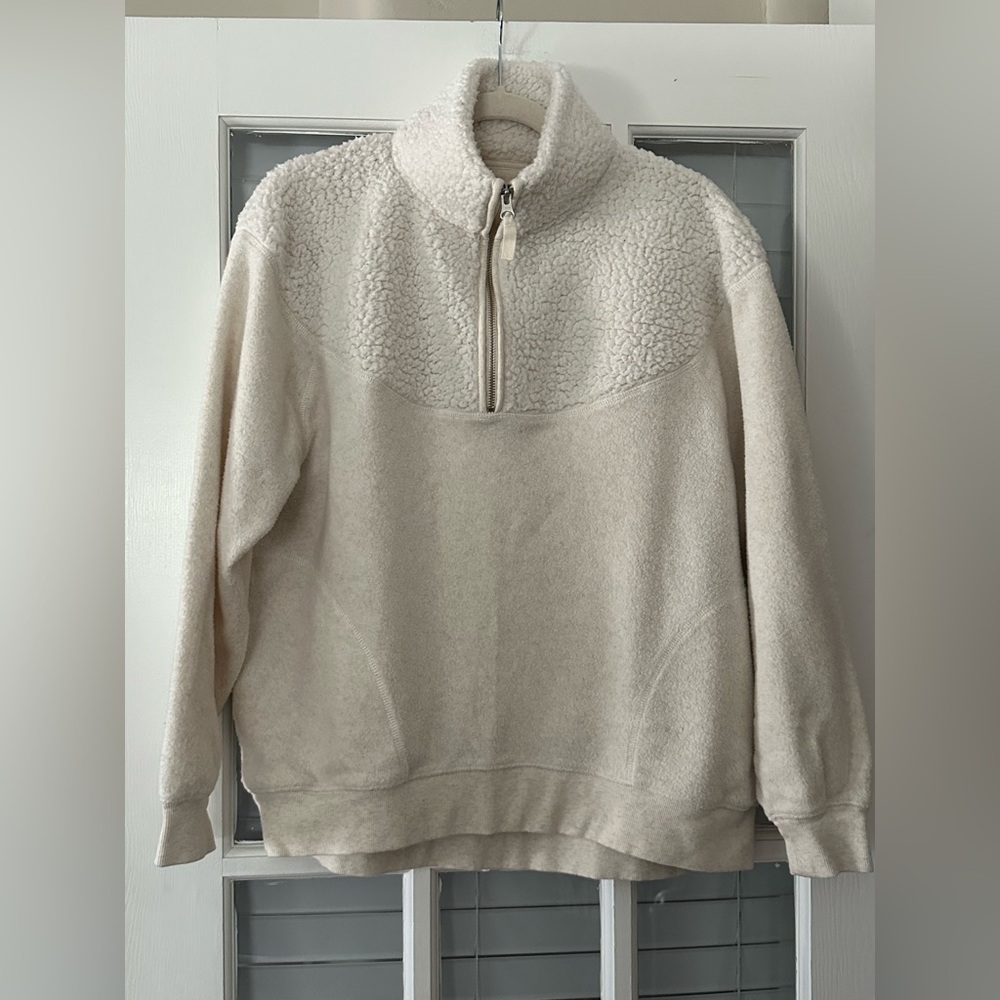 AERIE Women's XS Oatmeal Quarter Zip Oversized Sweatshirt | SKU 0127‎